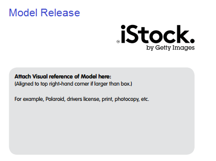 วิธีกรอกแบบฟอร์ม Model release Istockphoto